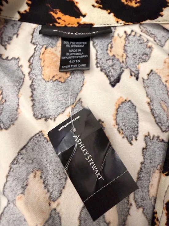 Ashley Stewart Animal Print Belted Blazer Women's 14/16 Maximalist Glamoratti - Picture 2 of 5